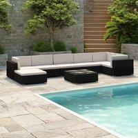 Berkfield Home 8 Piece Garden Lounge Set with Cushions Poly Rattan Black