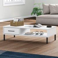 Berkfield Home Coffee Table with Metal Legs White Solid Wood Pine OSLO