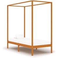 Berkfield Home Canopy Bed Frame Honey Brown Solid Pine Wood 90x200 cm