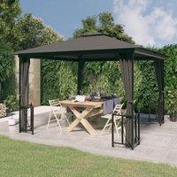 Berkfield Home Gazebo with Sidewalls&Double Roofs 3x3 m Anthracite in Black