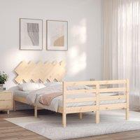 Berkfield Home Bed Frame with Headboard 120x200 cm Solid Wood in Brown | Size: Small Double