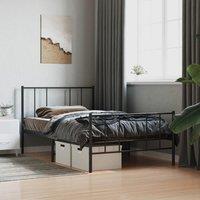 Berkfield Home Metal Bed Frame with Headboard & Footboard Black 75x190 cm Small Single