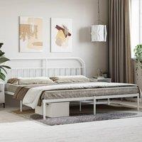 Berkfield Home Metal Bed Frame with Headboard White 193x203 cm