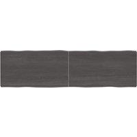 Berkfield Home Table Top Dark Grey 180x50x(2-6) cm Treated Solid Wood Live Edge in Brown