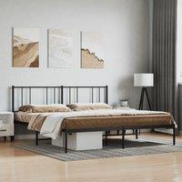 Berkfield Home Metal Bed Frame with Headboard Black 193x203 cm