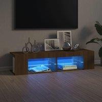 Berkfield Home TV Cabinet with LED Lights Brown Oak 135x39x30 cm | Size: 135 x 39 x 30 cm
