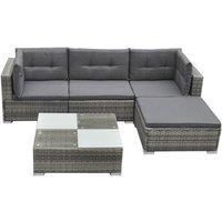 Berkfield Home 5 Piece Garden Lounge Set with Cushions Poly Rattan Grey