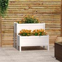 Berkfield Home Planter White 84.5x84x75 cm Solid Wood Pine