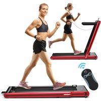 Costway Foldable Treadmill 2-in-1 Motorized Running Machine Walking Jogging Treadmill in Red | Size: 80-100kg