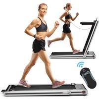 Costway Foldable Treadmill 2-in-1 Motorized Running Machine Walking Jogging Treadmill in Grey