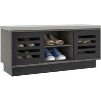 Costway Shoe Rack Storage Bench Organizer W/Cushion Adjustable Shelf Slide Door Grey