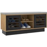 Costway Shoe Rack Storage Bench Organizer W/Cushion Adjustable Shelf Slide Door Natural