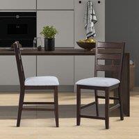 Costway 2-Piece Counter Height Bar Stool Set w/Padded Seat Bar Chair in Brown