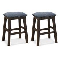 Costway 2-Piece Padded Bar Stool Set 62cm Rivet-Tufted Kitchen Island Stools in Brown