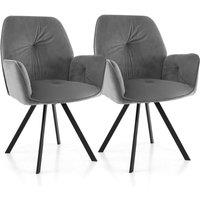 Costway 2 PCS Swivel Accent Arm Chairs with Metal Legs in Grey