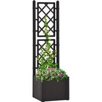 Berkfield Home Garden Raised Bed with Trellis & Self Watering System Anthracite in Black