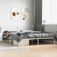 Berkfield Home Metal Bed Frame with Headboard White 193x203 cm