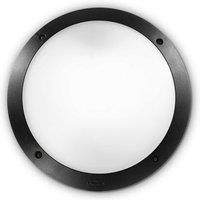 Netlighting Lucia 1 Light Diffuser Outdoor Flush Ceiling Wall Light Black IP66 E27