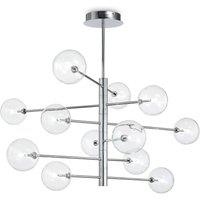 Netlighting Equinoxe 12 Light Multi Arm Ceiling Pendant Light Chrome in Grey