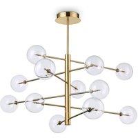 Netlighting Equinoxe 12 Light Multi Arm Ceiling Pendant Light Antique Brass in Yellow