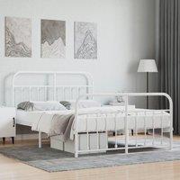 Berkfield Home Metal Bed Frame with Headboard & Footboard White 140x190 cm