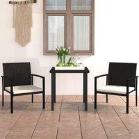 Berkfield Home 3 Piece Outdoor Dining Set Poly Rattan Black