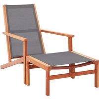 Berkfield Home Garden Chair with Footrest Grey Solid Eucalyptus Wood & Textilene
