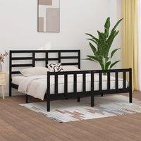 Berkfield Home Bed Frame Black Solid Wood Pine 200x200 cm