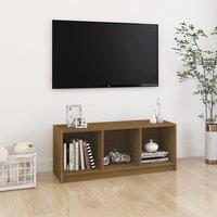 Berkfield Home TV Cabinet Honey Brown 104x33x41 cm Solid Pinewood | Size: 104 x 33 x 41 cm