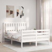 Berkfield Home Bed Frame with Headboard White Small Double Solid Wood