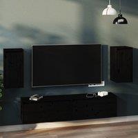 Berkfield Home Wall Cabinets 2 pcs Black 30x30x60 cm Solid Wood Pine | Size: 30 x 30 x 60 cm