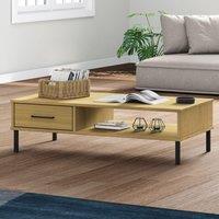 Berkfield Home Coffee Table with Metal Legs Brown Solid Wood Pine OSLO