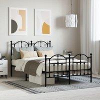 Berkfield Home Metal Bed Frame with Headboard & Footboard Black 120x200 cm | Size: Small Double