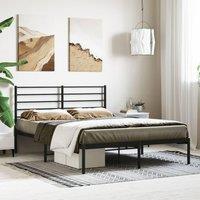 Berkfield Home Metal Bed Frame with Headboard Black 120x200 cm | Size: Small Double