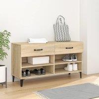 Berkfield Home Shoe Cabinet Sonoma Oak 102x35x55 cm Engineered Wood in Brown | Size: 102 x 35 x 55 cm