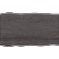 Berkfield Home Table Top Dark Grey 100x60x(2-4) cm Treated Solid Wood Live Edge in Brown