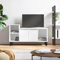 Berkfield Home TV Cabinet High Gloss White 100x35x55 cm Engineered Wood | Size: 100 x 35 x 55 cm