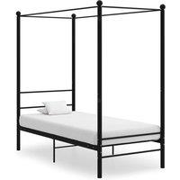 Berkfield Home Canopy Bed Frame Black Metal 90x200 cm