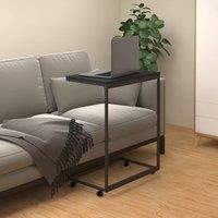 Berkfield Home Side Table with Wheels Black 55x35x70 cm Engineered Wood | Size: 55 x 35 x 70 cm