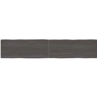 Berkfield Home Table Top Dark Grey 200x40x(2-4) cm Treated Solid Wood Live Edge in Brown
