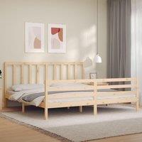 Berkfield Home Bed Frame with Headboard 200x200 cm Solid Wood in Brown
