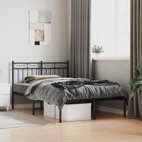 Berkfield Home Metal Bed Frame with Headboard Black 120x200 cm | Size: Small Double