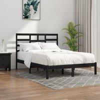 Berkfield Home Bed Frame Black Solid Wood 140x190 cm