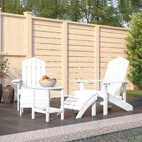 Berkfield Home Garden Adirondack Chairs with Footstool & Table HDPE White