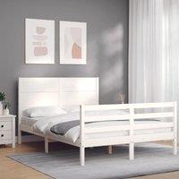 Berkfield Home Bed Frame with Headboard White 140x190 cm Solid Wood