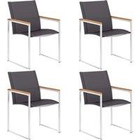 Berkfield Home Garden Chairs 4 pcs Textilene & Stainless Steel Grey
