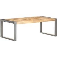 Berkfield Home Coffee Table 110x60x40 cm Rough Mango Wood in Grey | Size: 110 x 60 x 40 cm