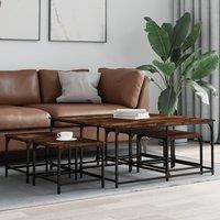 Berkfield Home Nesting Coffee Tables 5 pcs Smoked Oak Engineered Wood in Brown