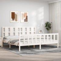 Berkfield Home Bed Frame with Headboard White 200x200 cm Solid Wood