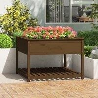 Berkfield Home Planter with Shelf Honey Brown 111.5x111.5x81 cm Solid Wood Pine